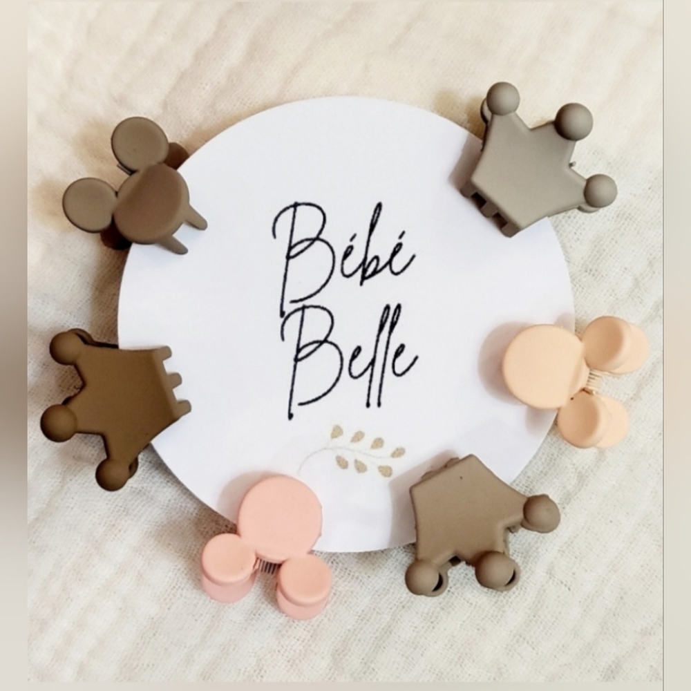 Baby or Toddler Mickey, Crown, Star and Daisy Hair Clips Set